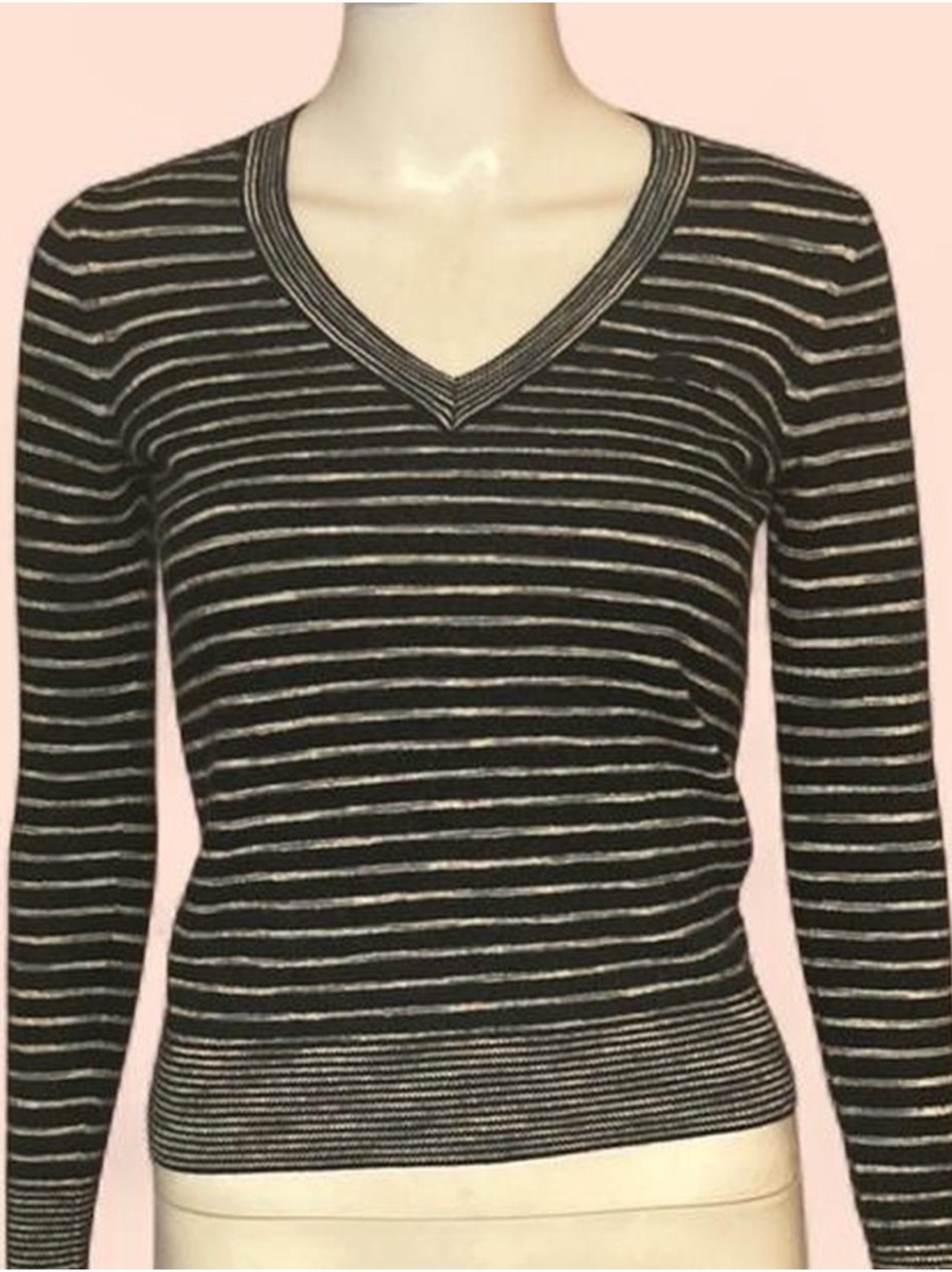 Lacoste Striped V-Neck Long Sleeve